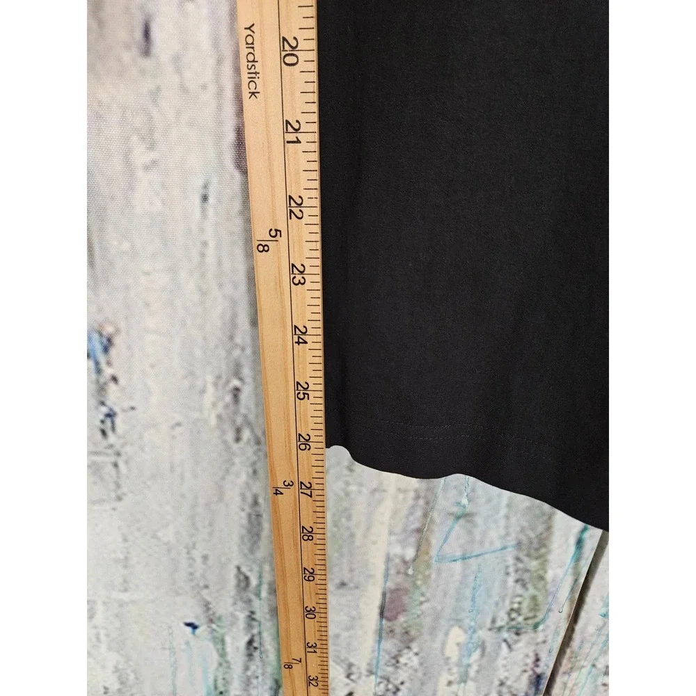Eileen Fisher Cropped Pants L Black Organic Cotton Stretch Minimalist Lagenlook
